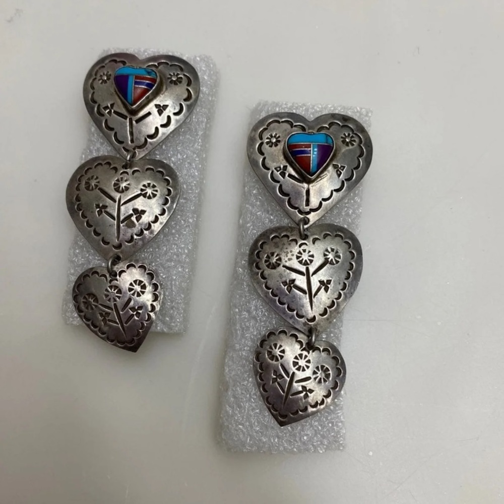 Sterling Silver Turquoise Statement Earrings - Picture 8 of 8